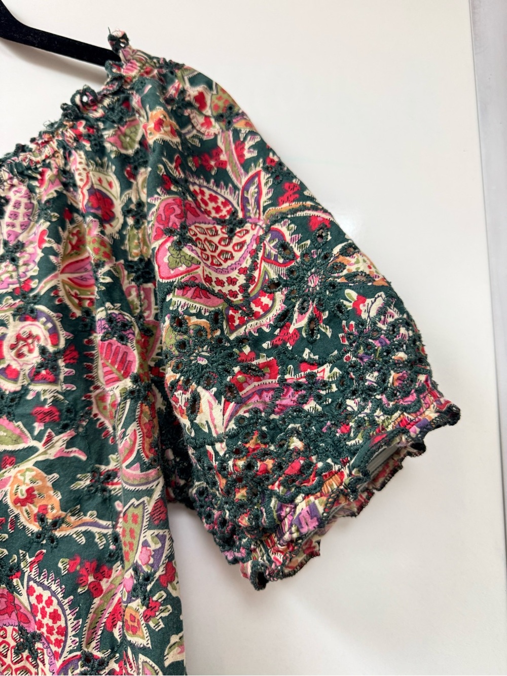 Paisley Floral Eyelet Peasant Blouse - Picture 4 of 6